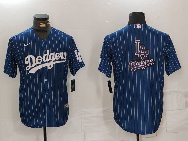 Men Los Angeles Dodgers Blank Blue Stripe Game 2024 Nike MLB Jersey style 7
